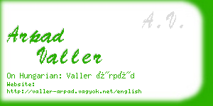 arpad valler business card